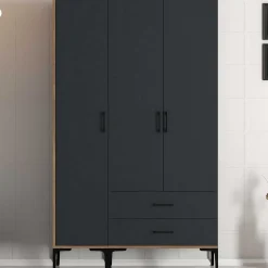 Kumsal Kleiderschrank | 100% MELAMIN | Walnuss, Anthrazit