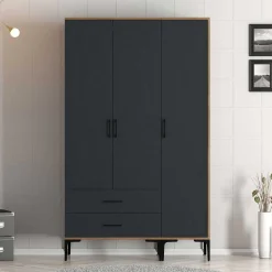 Kumsal Kleiderschrank | 100% MELAMIN | Walnuss, Anthrazit