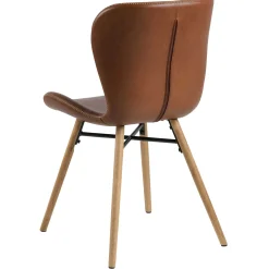 Emob Kunstlederstuhl Tilda mit schrägen Beinen - cognac/Eiche