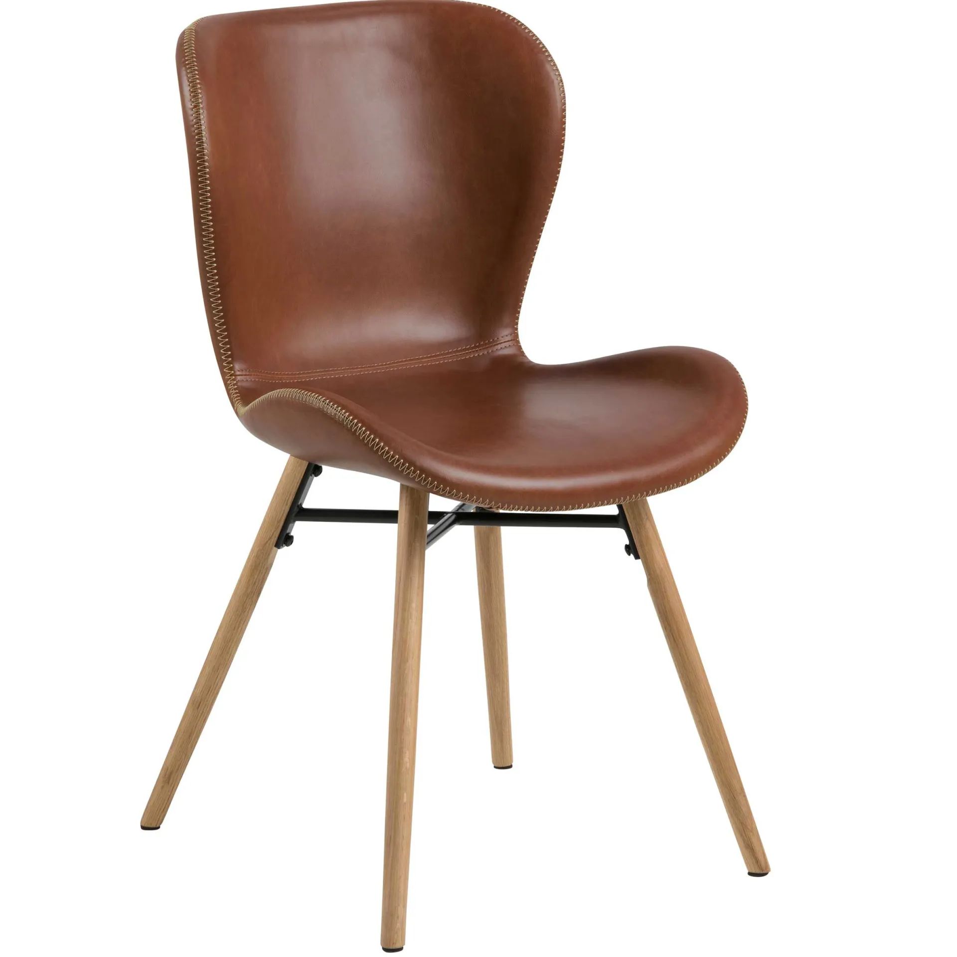 Emob Kunstlederstuhl Tilda mit schrägen Beinen - cognac/Eiche