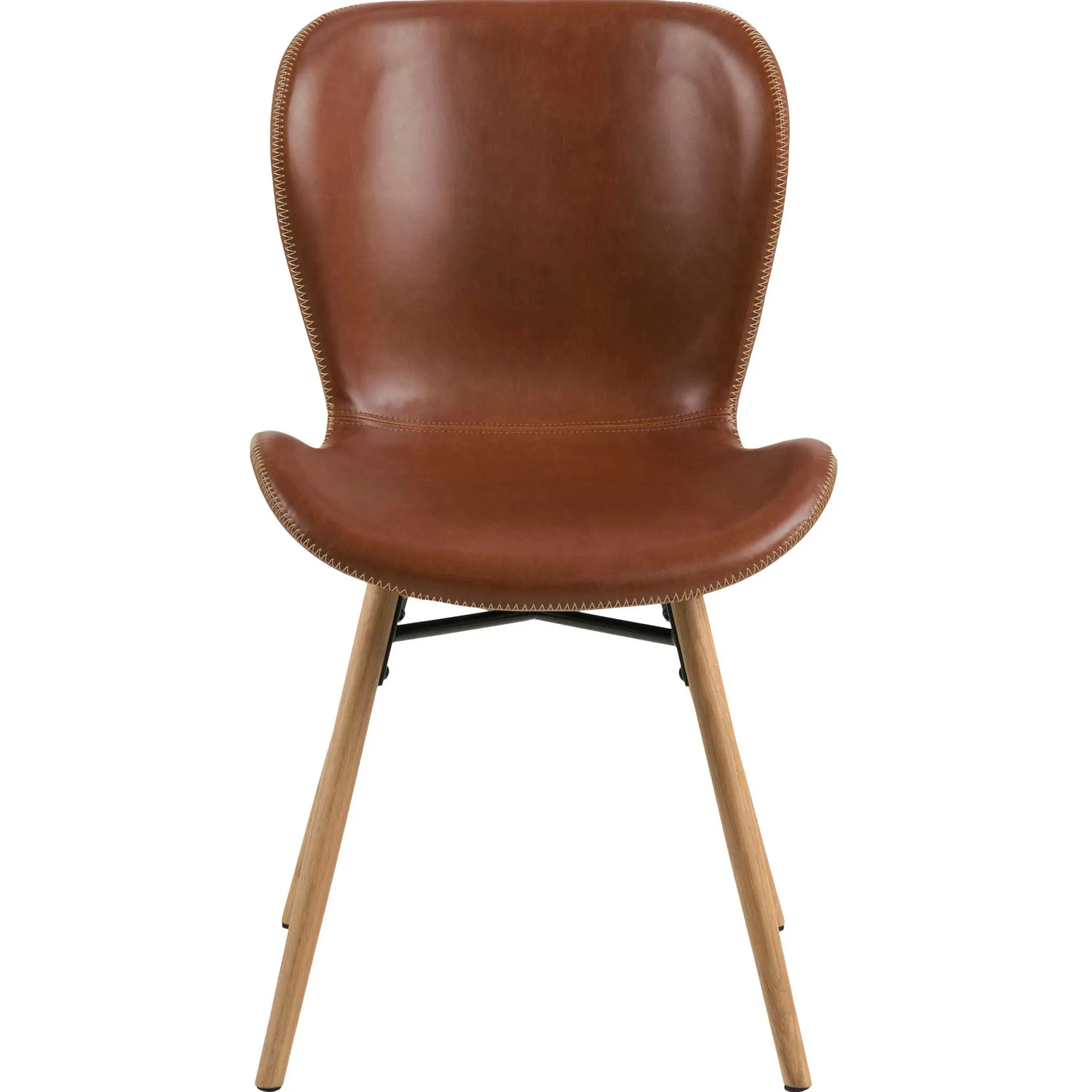 Emob Kunstlederstuhl Tilda mit schrägen Beinen - cognac/Eiche