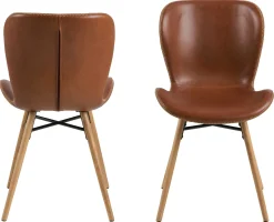 Emob Kunstlederstuhl Tilda mit schrägen Beinen - cognac/Eiche