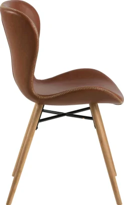 Emob Kunstlederstuhl Tilda mit schrägen Beinen - cognac/Eiche