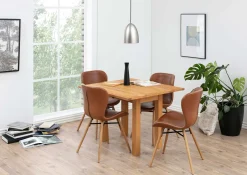Emob Kunstlederstuhl Tilda mit schrägen Beinen - cognac/Eiche