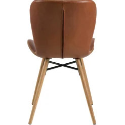 Emob Kunstlederstuhl Tilda mit schrägen Beinen - cognac/Eiche