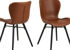 Emob Kunstlederstuhl Tilda mit schrägen Beinen - cognac/schwarz