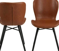Emob Kunstlederstuhl Tilda mit schrägen Beinen - cognac/schwarz