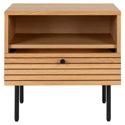House Nordic Kyoto Beistelltisch aus Eiche mit Schublade und Metallfüßen