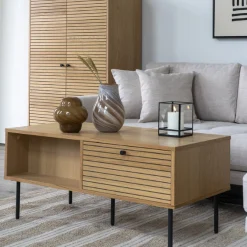 House Nordic Kyoto Couchtisch aus Eiche mit Metallfüßen und Schubladen