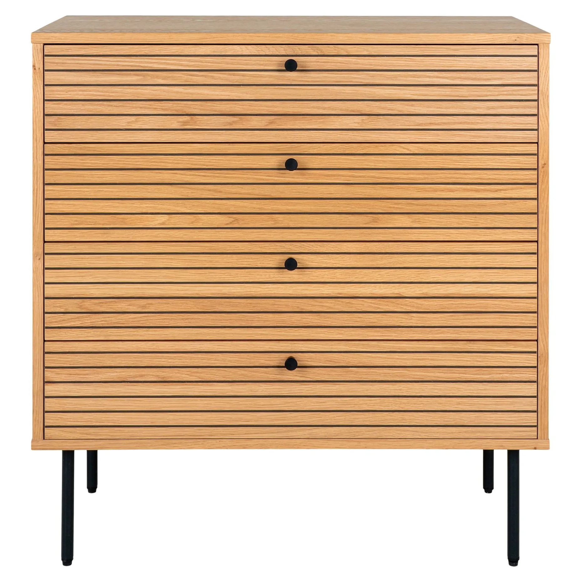 Kyoto Eiche Kommode mit schwarzen Metallfüßen - 80x40x85 cm