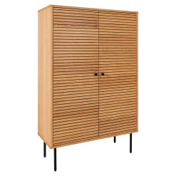 Kyoto Eichenholz Highboard mit schwarzen Metallbeinen