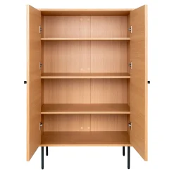 Kyoto Eichenholz Highboard mit schwarzen Metallbeinen
