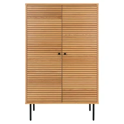 Kyoto Eichenholz Highboard mit schwarzen Metallbeinen