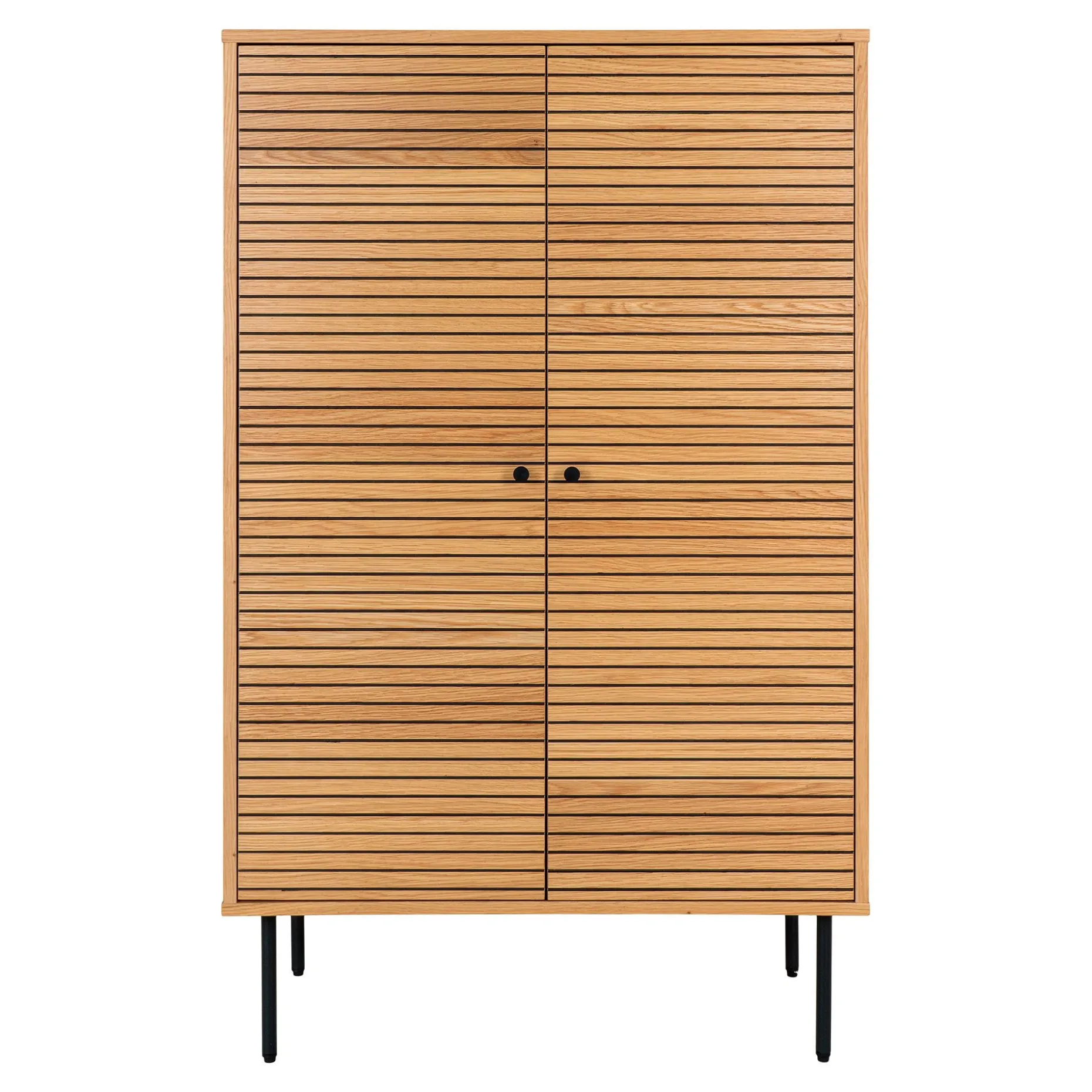 Kyoto Eichenholz Highboard mit schwarzen Metallbeinen