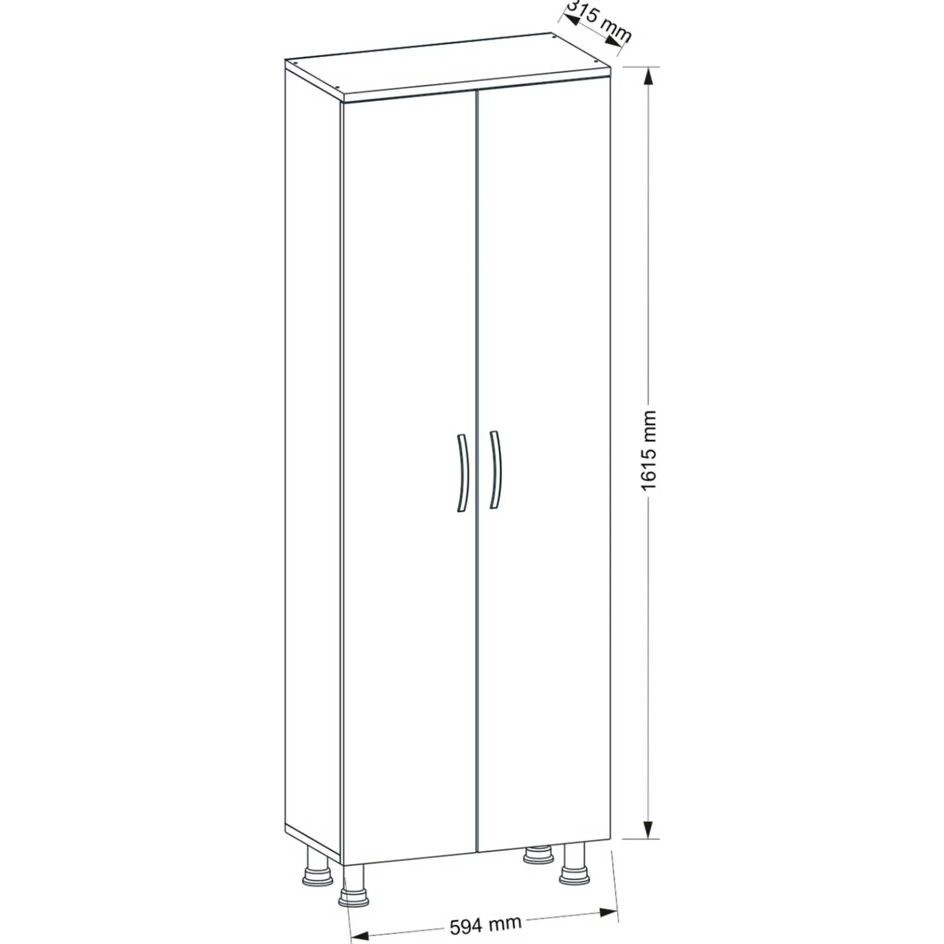 Lagerschrank Arizona - 59x31x161cm - 2 Türen - weiß