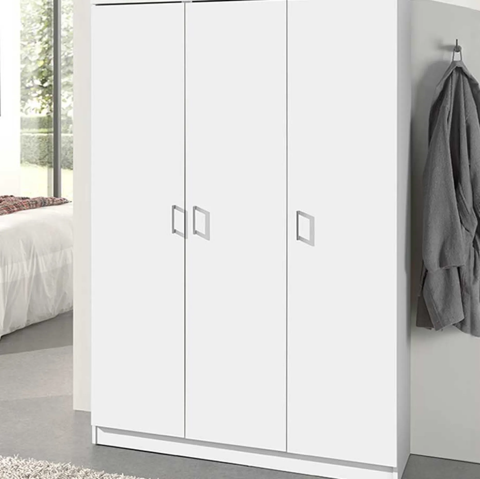 Lagerschrank Ray 120cm mit 3 Türen und 4 Einlegeböden - weiß
