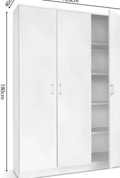 Lagerschrank Ray 120cm mit 3 Türen und 4 Einlegeböden - weiß