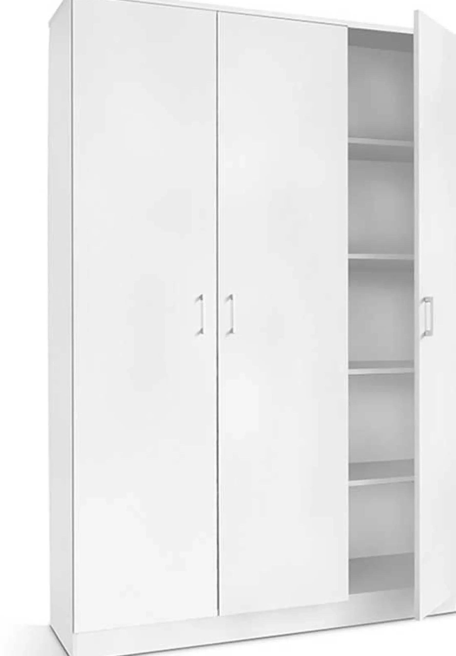 Lagerschrank Ray 120cm mit 3 Türen und 4 Einlegeböden - weiß