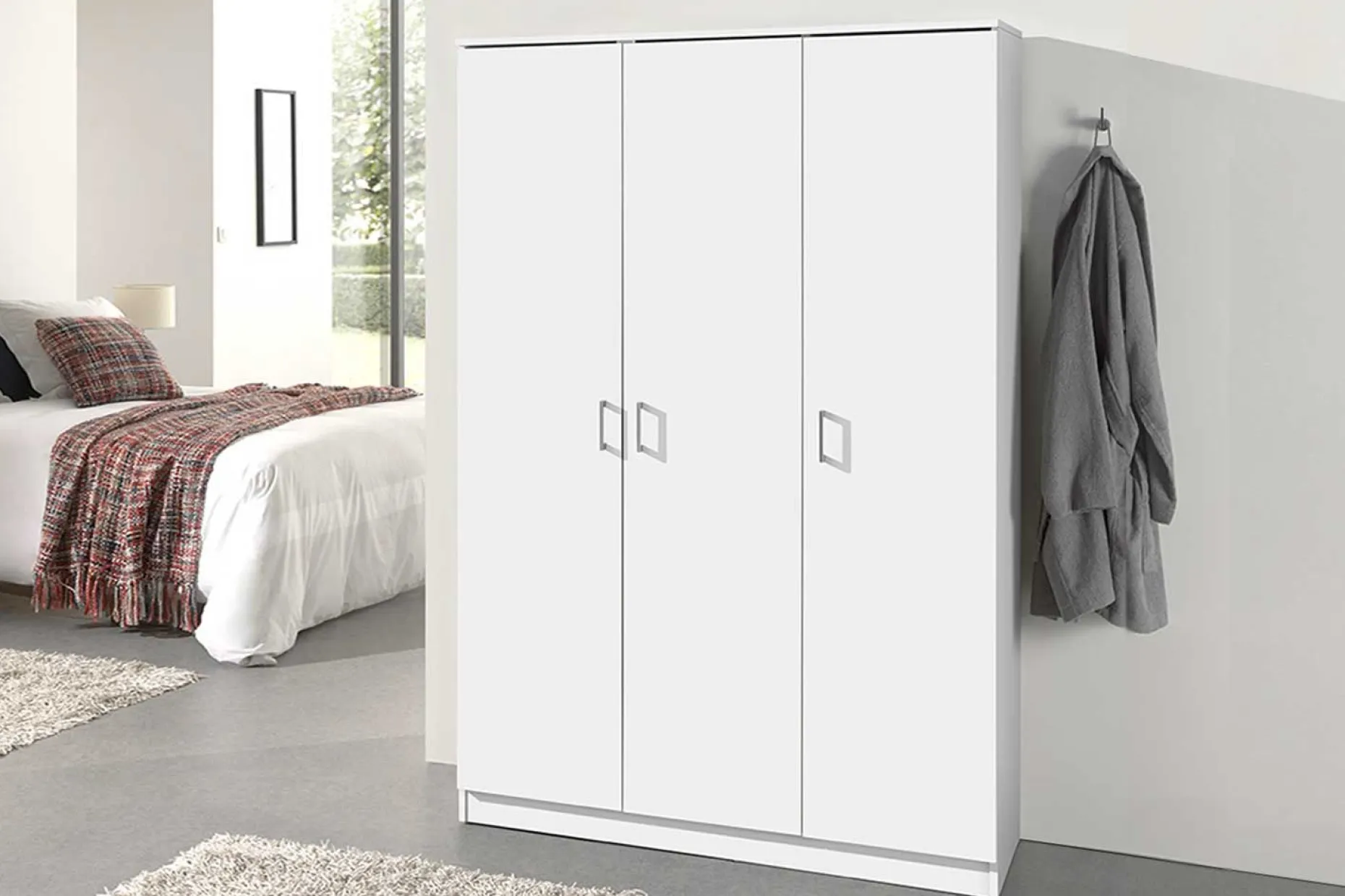 Lagerschrank Ray 120cm mit 3 Türen und 4 Einlegeböden - weiß