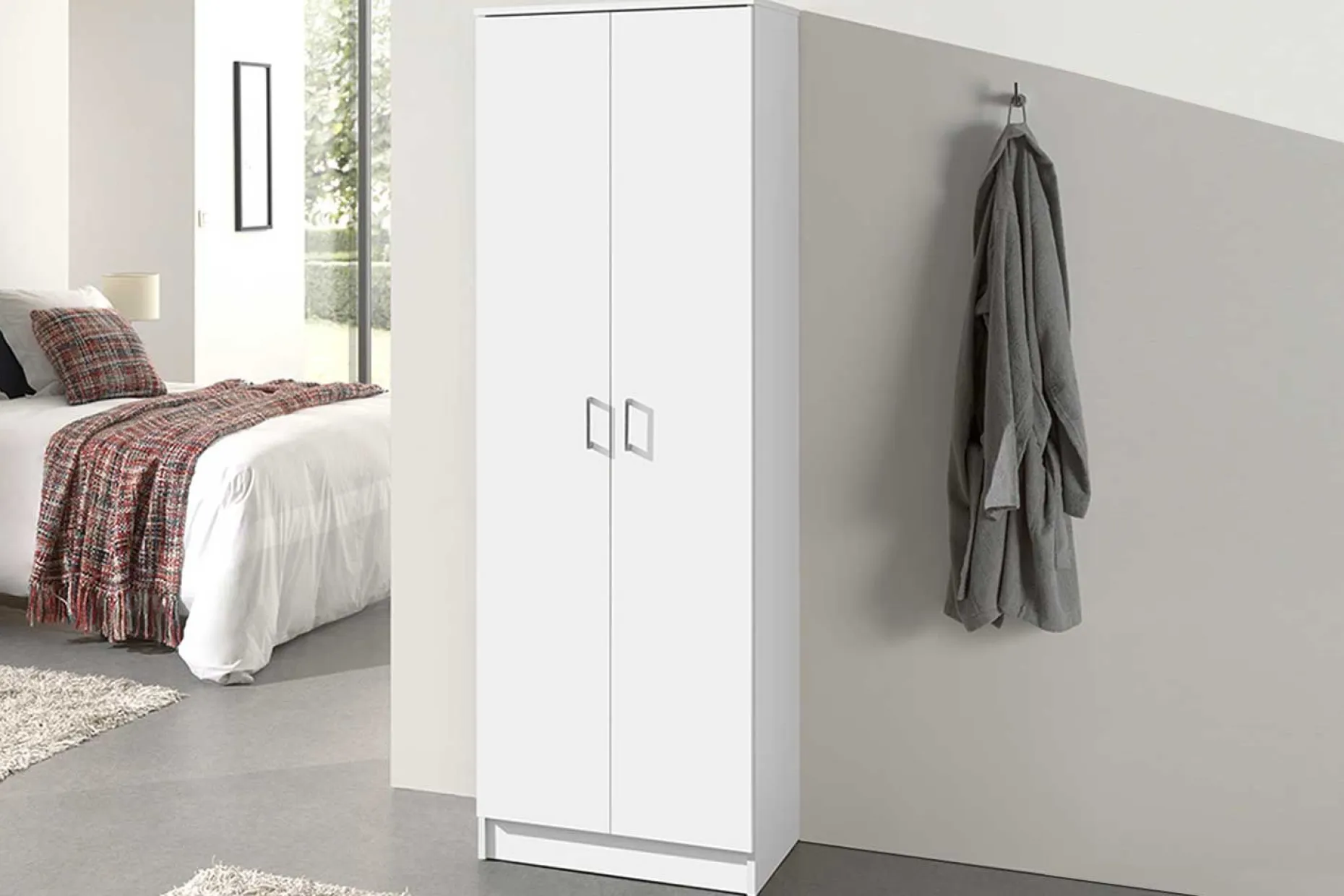 Lagerschrank Ray 60cm mit 2 Türen und 4 Einlegeböden - weiß