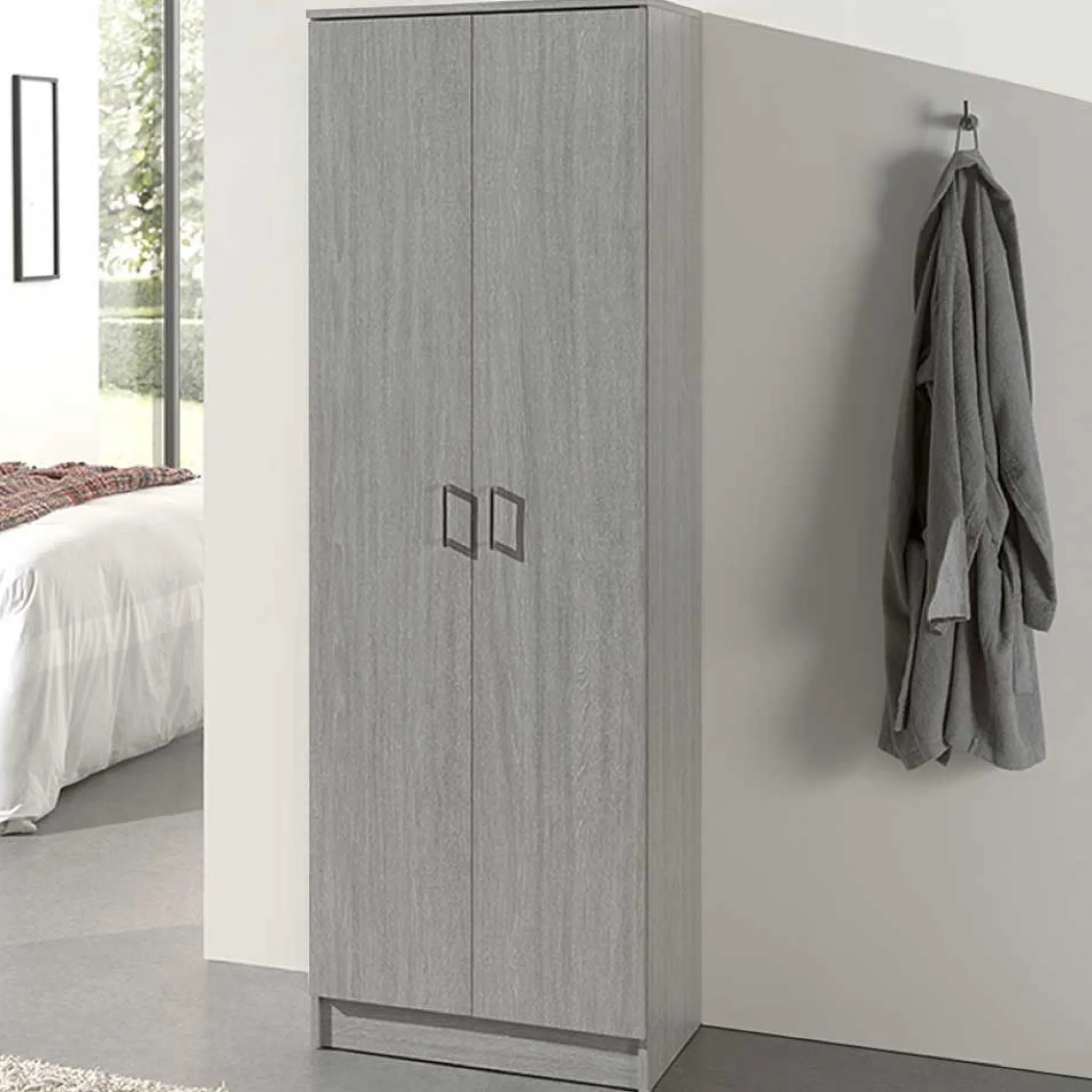 Lagerschrank Ray 60cm mit 2 Türen und 4 Einlegeböden - Eiche grau