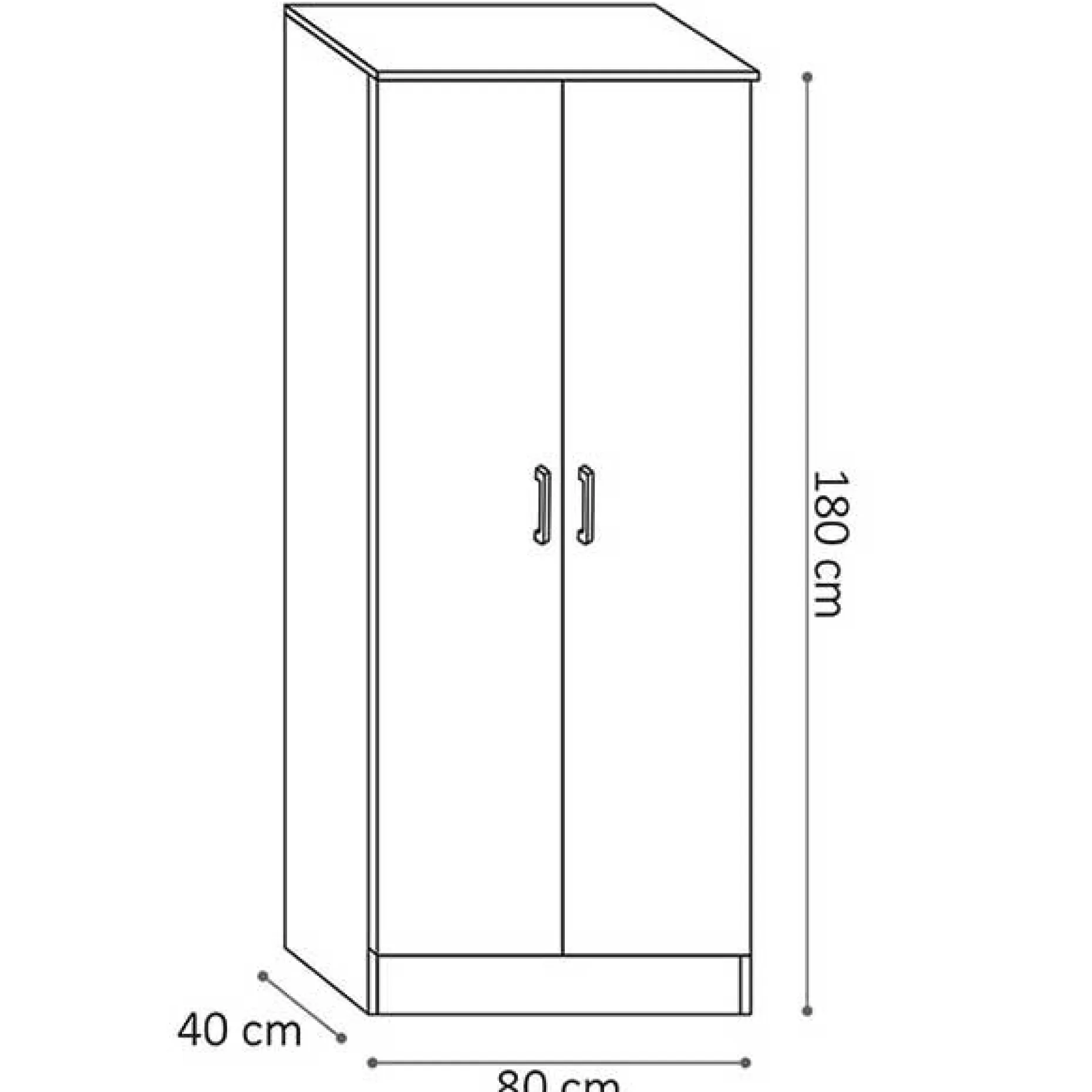 Lagerschrank Ray 80cm mit 2 Türen und 4 Einlegeböden - Eiche grau