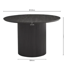 Rousseau Lagos Runder Tisch: 120x120 cm Dunkel, MDF-Struktur