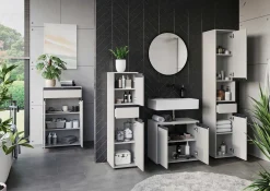 Lamon Badezimmerschrank - 2 Türen und 1 Schublade - grau