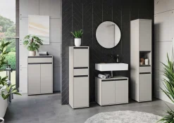 Lamon Badezimmerschrank - 2 Türen und 1 Schublade - grau