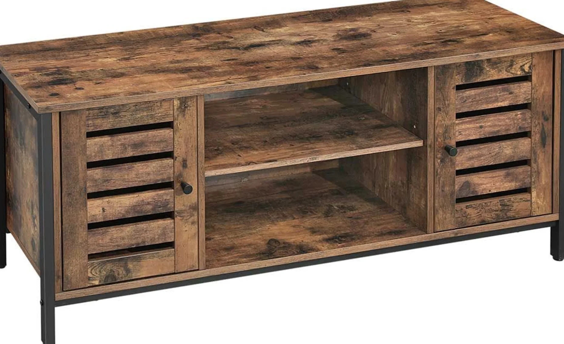 Lance TV-Schrank 110cm 2 Türen 2 Fächer - rustikal braun/schwarz