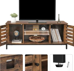 Lance TV-Schrank 110cm 2 Türen 2 Fächer - rustikal braun/schwarz