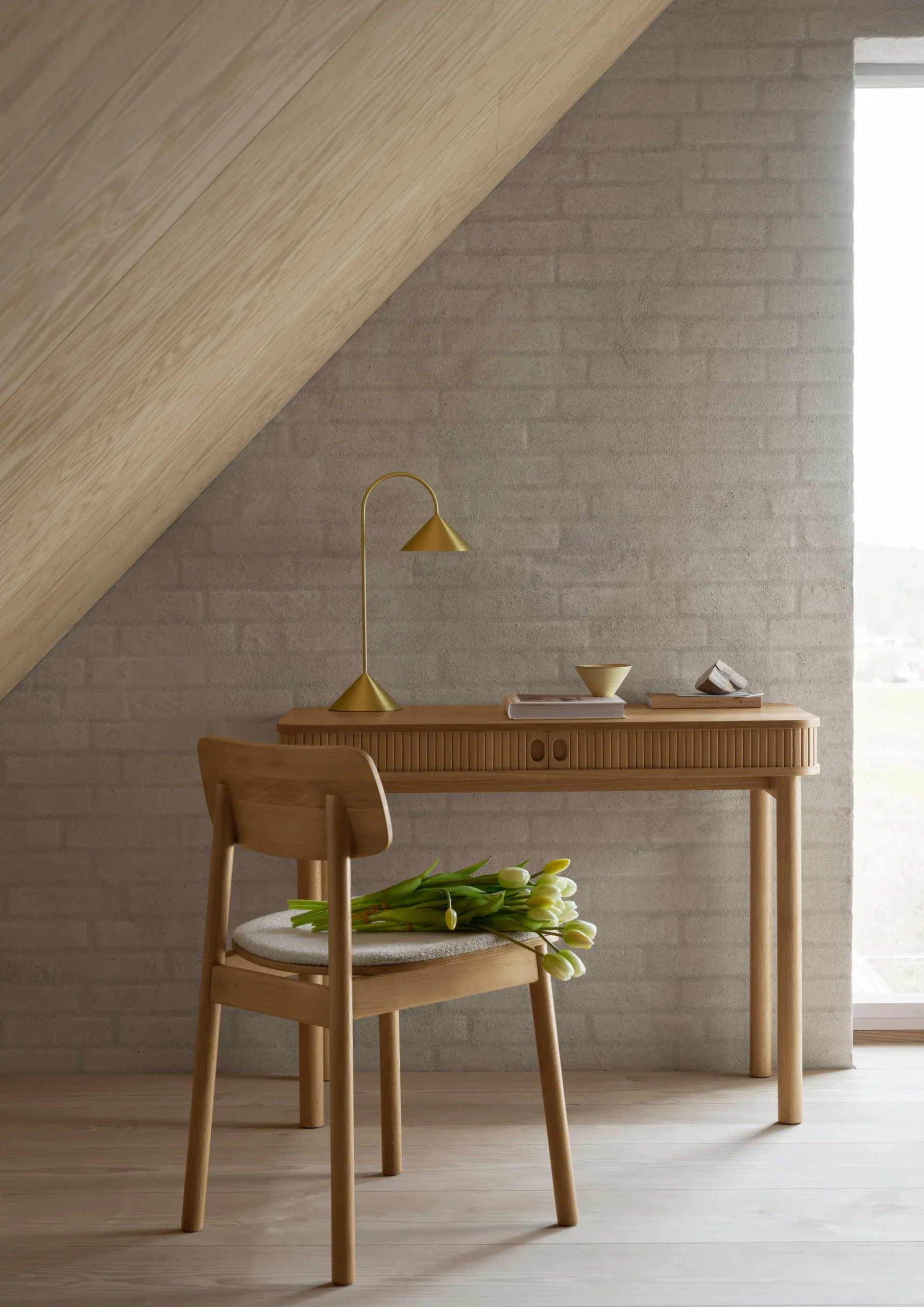 Emob Langley Schreibtisch - 100x50x75 cm - mit Ablagefläche - Eichenfurnier