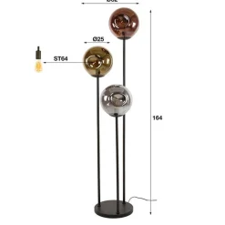 Emob LarsStehleuchte -Gold, Kupfer und Chromglas
