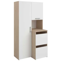 Laundry Aufbewahrungsschrank - 92x66x184cm - 4 Türen - Eiche Dekor/Weiß