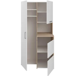 Laundry Aufbewahrungsschrank - 92x66x184cm - 4 Türen - Eiche Dekor/Weiß