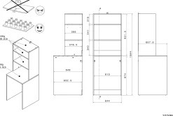 Laundry Waschmaschinenschrank - 65x60x184cm - mit 2 Einlegeböden - Eiche Dekor