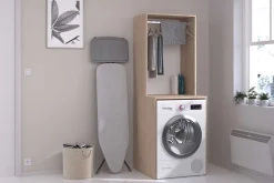 Laundry Waschmaschinenschrank - 65x60x184cm - mit Kleiderstange - Eiche Dekor