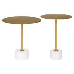 House Nordic Lecco Beistelltisch - Messing/Marmor | Ø51x52 cm