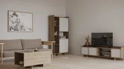 Leda Buffetschrank - 95x36x182cm - 2 Türen - weiß/Eiche Dekor