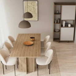 Leda Buffetschrank - 95x36x182cm - 2 Türen - weiß/Eiche Dekor