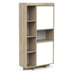 Leda Buffetschrank - 95x36x182cm - 2 Türen - weiß/Eiche Dekor