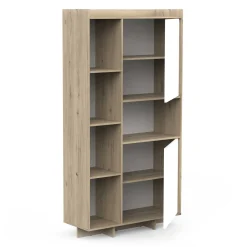 Leda Buffetschrank - 95x36x182cm - 2 Türen - weiß/Eiche Dekor