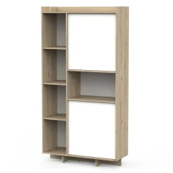 Leda Buffetschrank - 95x36x182cm - 2 Türen - weiß/Eiche Dekor
