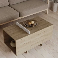 CBA Leda Couchtisch - 48x91x50cm - mit Ablage - Eiche Dekor
