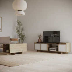 CBA Leda Couchtisch - 48x91x50cm - mit Ablage - Eiche Dekor