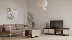 CBA Leda Couchtisch - 48x91x50cm - mit Ablage - Eiche Dekor
