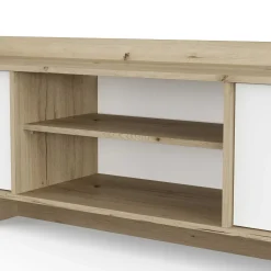Leda TV-Schrank - 183x36x50cm - 3 Türen - weiß/Eiche Dekor
