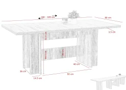 Hela Lianna Esstisch 160/320x90 cm-Eiche sand