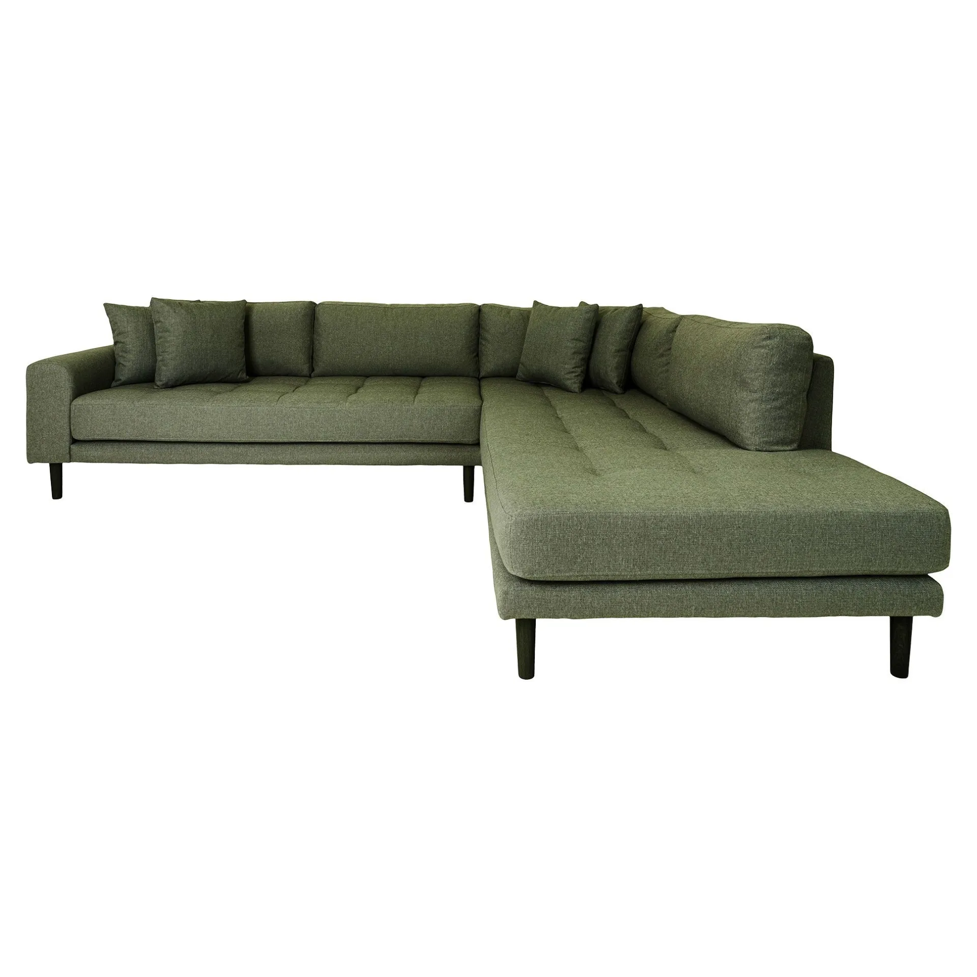 House Nordic Lido Ecksofa in Oliv mit offenem Ende und 4 Kissen