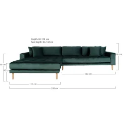 House Nordic Lido Lounge Sofa aus em Samt mit Kissen